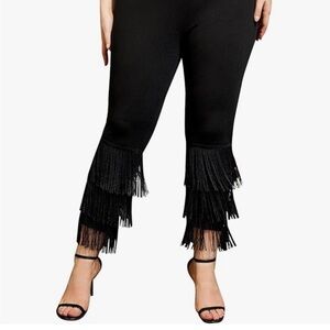 Black Fringe Women's Pants
